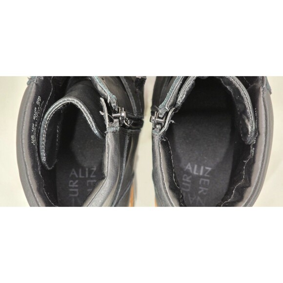 Naturalizer Tia Leather Ankle Boots Combat Moto Biker Lace-Up Black Womens 10M - Picture 11 of 13